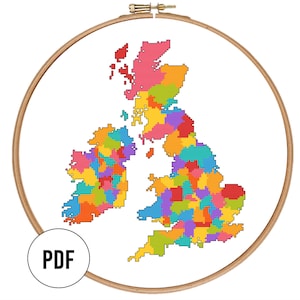 UK & Irland Fill-In Sales / Travel Map Kreuzstichmuster