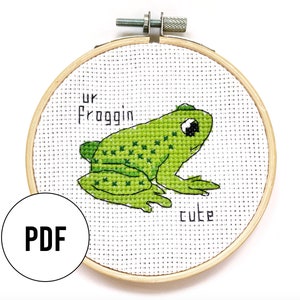 Frog / Toad "ur froggin cute" cross stitch pattern