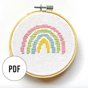 Minimalist Pastel Rainbow Cross Stitch Pattern