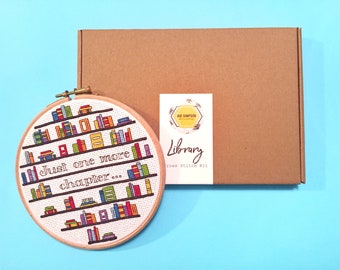 Bookshelf / Library "Just One More Chapter" Full Cross Stitch Kit