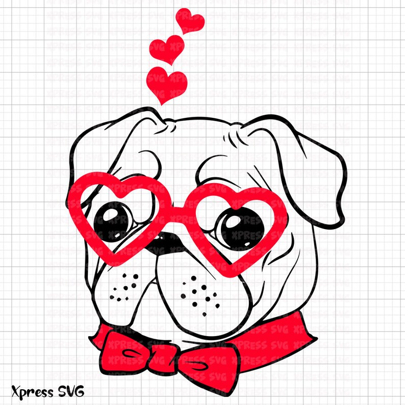 Download Pug SVG Pug Love Valentine SVG Archivo San Valentín Amor ...