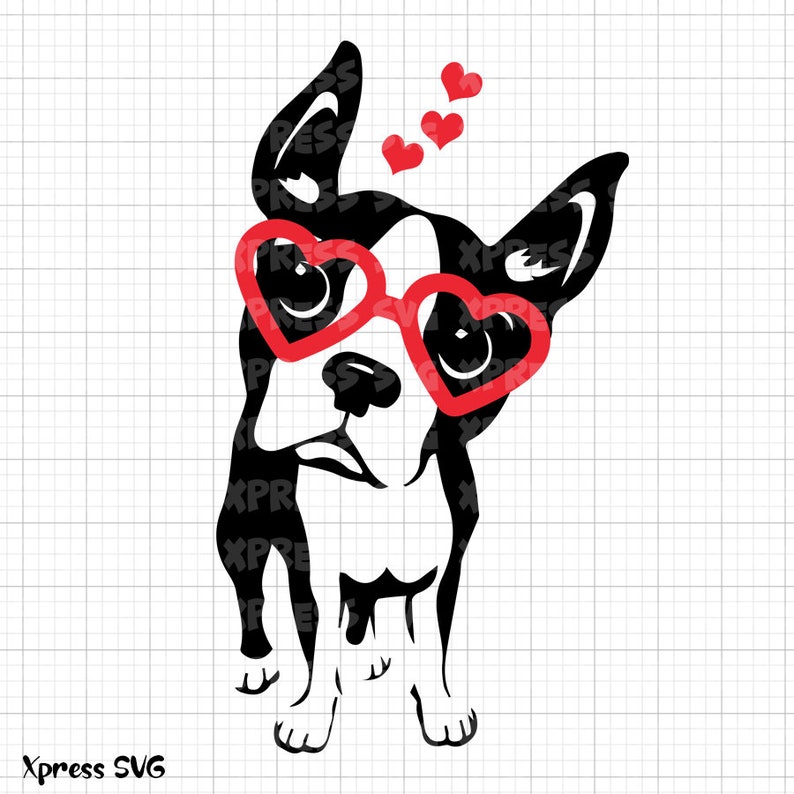 Boston Terrier SVG Dog Love Valentine SVG File Valentine's | Etsy