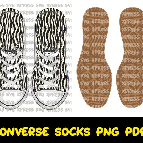 ZEBRA Print Converse No Show Socks PNG PDF File Sublimation Sock File Converse Socks Shoes Chucks