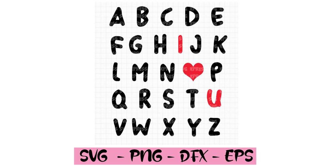 ABC Alphabet I Love You Valentine's Day Tshirt SVG Vinyl Cut File - Etsy