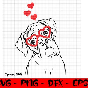 Boxer SVG Dog Love Valentine SVG File PNG Valentine's Day Love Heart Sunglasses Vinyl Cut File Tshirt