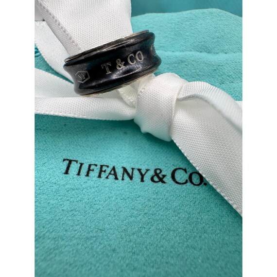 Tiffany & Co 1837 Black Titanium Sterling Silver Narrow Ring Size