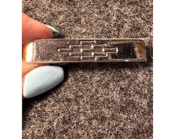 Vintage Silber Ton Geometrische Ziegel Muster Krawattenklammer Männer Accessoire 5,5 cm