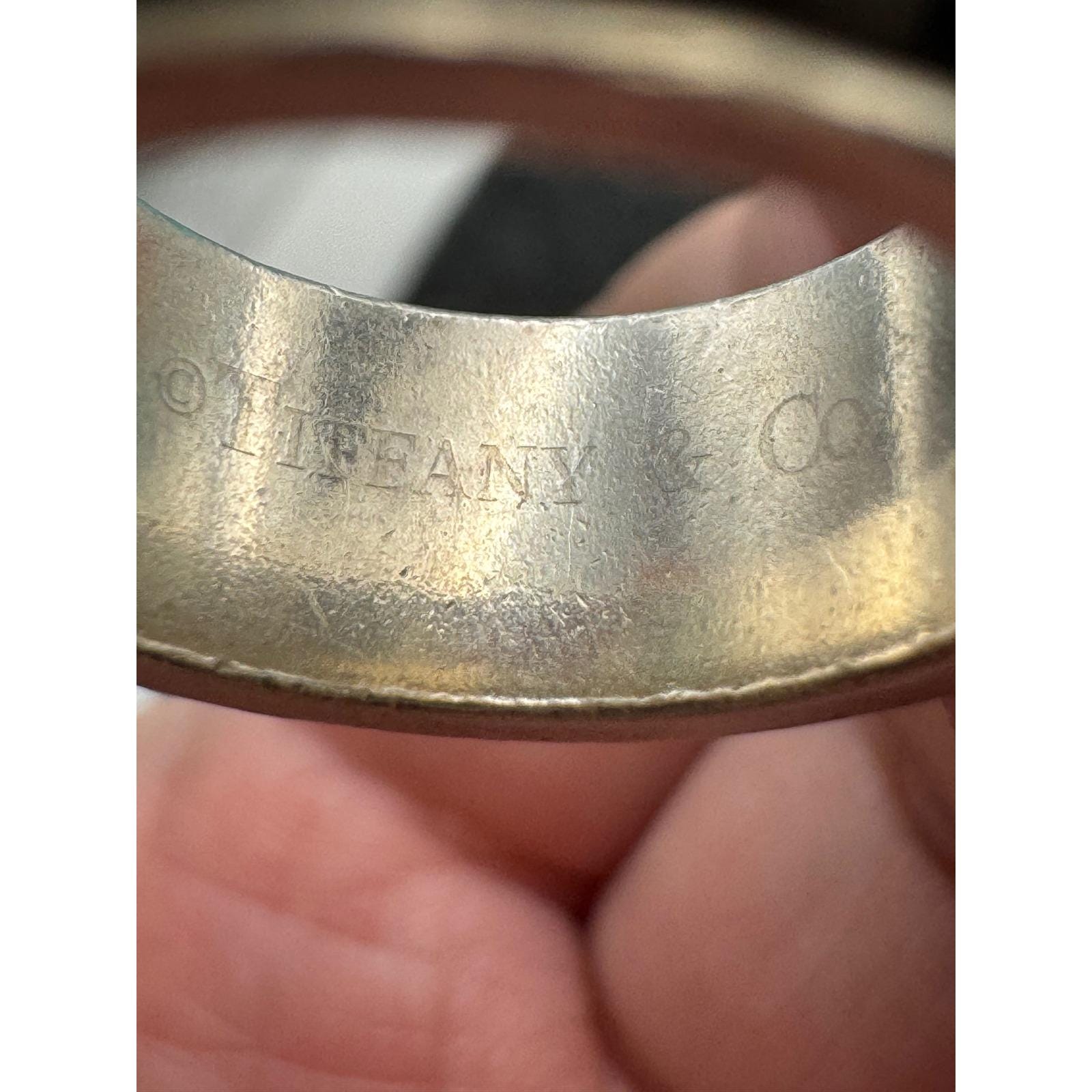 Tiffany & Co 1837 Black Titanium Sterling Silver Narrow Ring Size