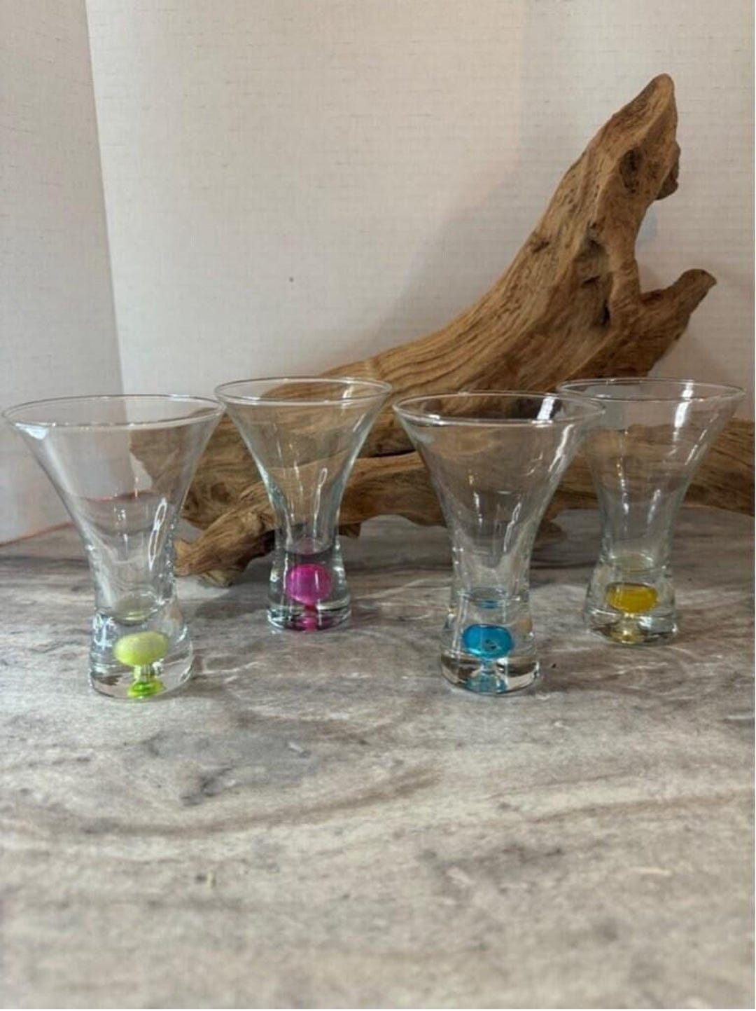MCM Colored Bubble Base Blown Glass Shot Glasses. - Etsy