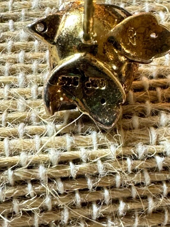 Vintage rose gold and rhinestone stud earrings - image 8