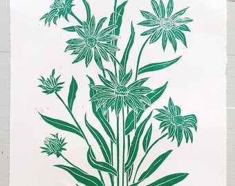 Black Eyed Susans in Green {14x20}
