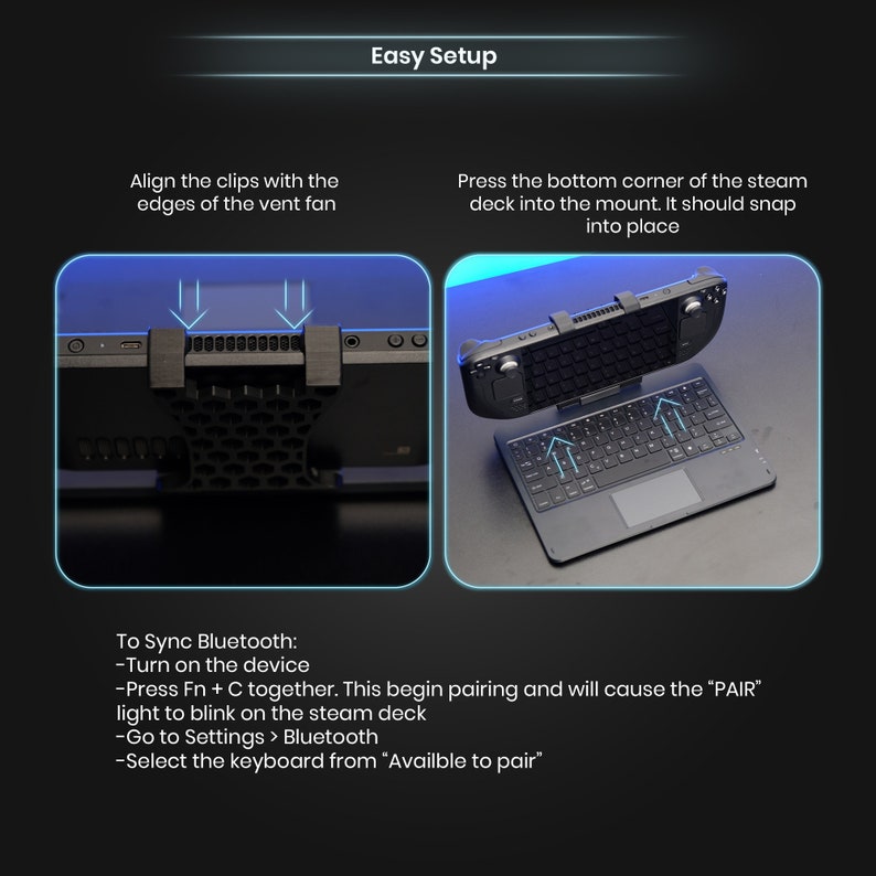 Decktop Steam Deck Keyboard and Bluetooth Trackpad Mouse Etsy