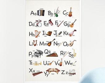 Musical Instruments Alphabet - CAPS and lower case - Instruments Alphabet - musical instruments images with - musical instruments alphabet-