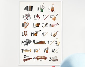 Musical Instruments Alphabet - Printable Alphabet - Instruments Alphabet-musical instruments alphabet- musical instruments images with name