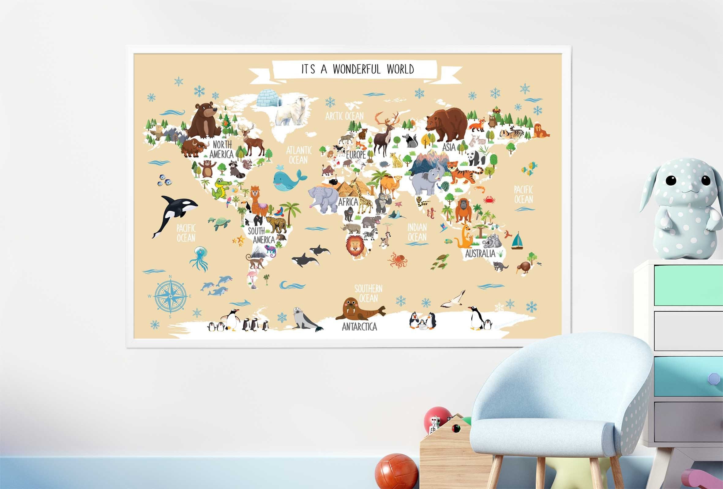 Mapa de animales del mundo Descarga digital-juguetes únicos para niños ...