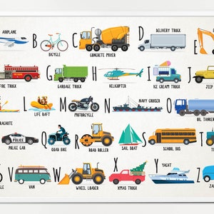 Fahrzeug Alphabet - einzigartige Kleinkind Spielzeug -Kinderzimmer - Kleinkind Wandkunst - Wand Kunst Kinderzimmer