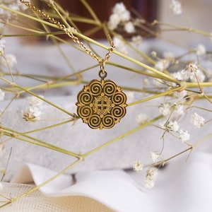 Hmong Inspired Necklace | 18k Plated Gold Pendant