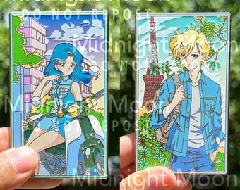casual enamel pin sailor Neptune and sailor Uranus