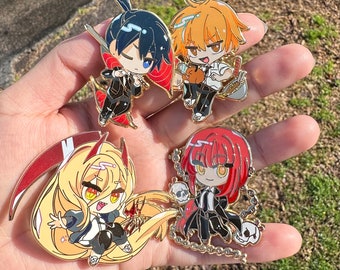 chainsaw man anime chibi enamel pins