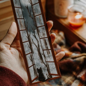 Cottage Cat Snowy Window Bookmark