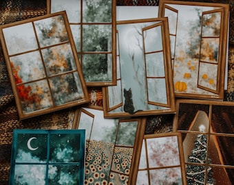 Juego de 8 tarjetas de felicitación en blanco con ilustraciones de naturaleza. ¡Sobres incluidos!