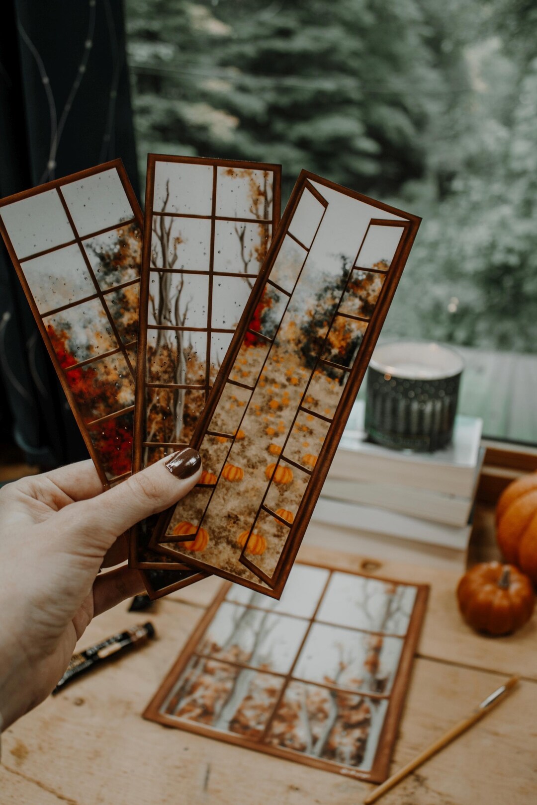 3 Pack Autumn Window Bookmarks - Etsy