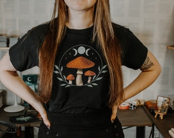 Celestial Mushrooms | Whimsical Unisex Heavy Cotton Tee