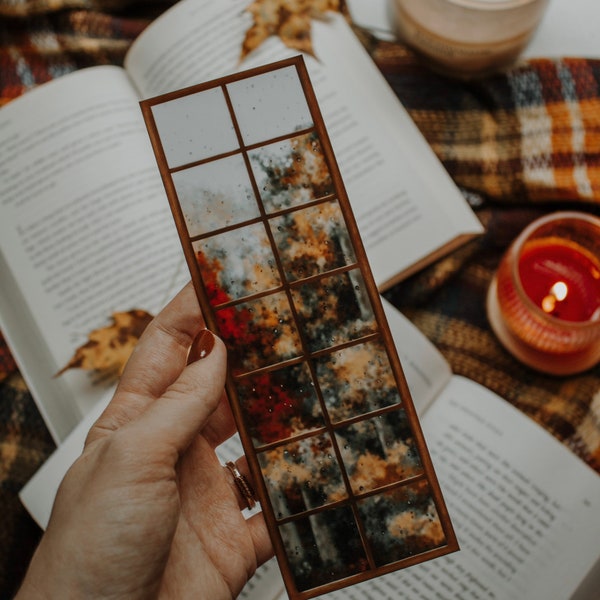 Rainy Autumn Window Bookmark