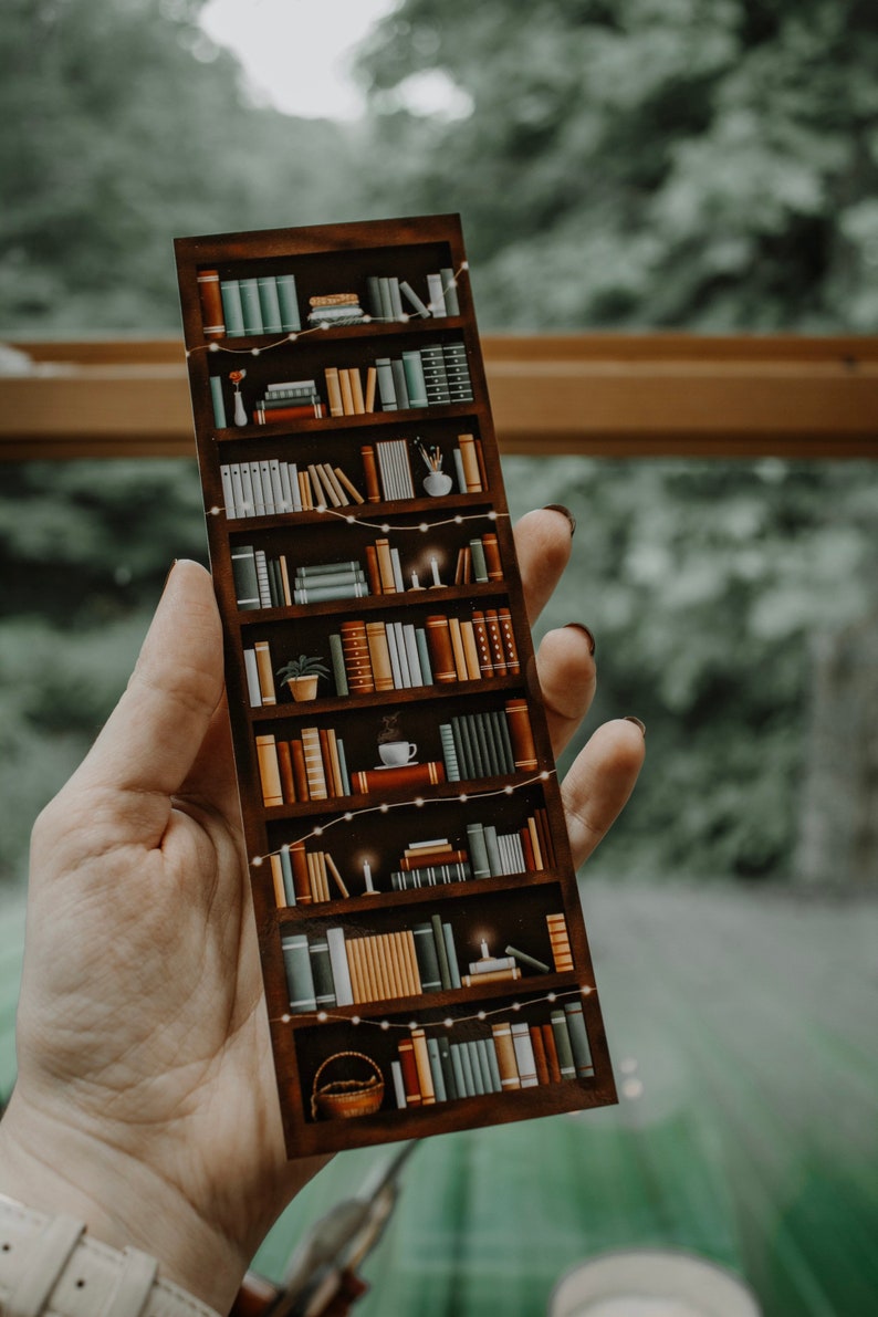 Dark Academia Bookshelf Bookmark Etsy UK
