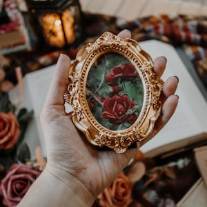 Rose Gold Miniature Antique Style Framed Painting | Mini Art Print