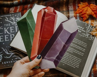 3 Pack Crystal Bookmarks | Ruby, Emerald, & Amethyst