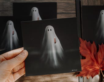 Candlelit Ghost Print | Moody Wall Decor | Halloween Art