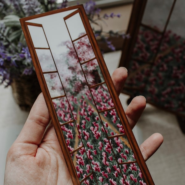 Cottage Tulip Field Window Bookmark