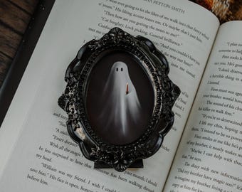 Candlelit Ghost | Black Miniature Antique Style Framed Painting | Mini Art Print Magnet