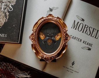 Cathedral Beetle Oddity Art | Gold Miniature Antique Style Framed Painting | Mini Art Print Magnet