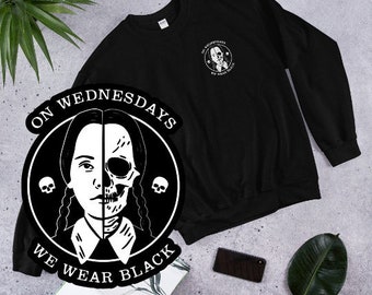 On Wednesdays We Wear Black Gildan 18000 Unisex Heavy Blend Crewneck Sweatshirt