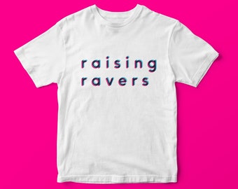 Baby Toddler Kids Rave T-Shirt Bright Bold Anaglyph Blue Pink Organic Cotton FairWear Peta Approved Vegan OEKOTEX certified Screen Printed