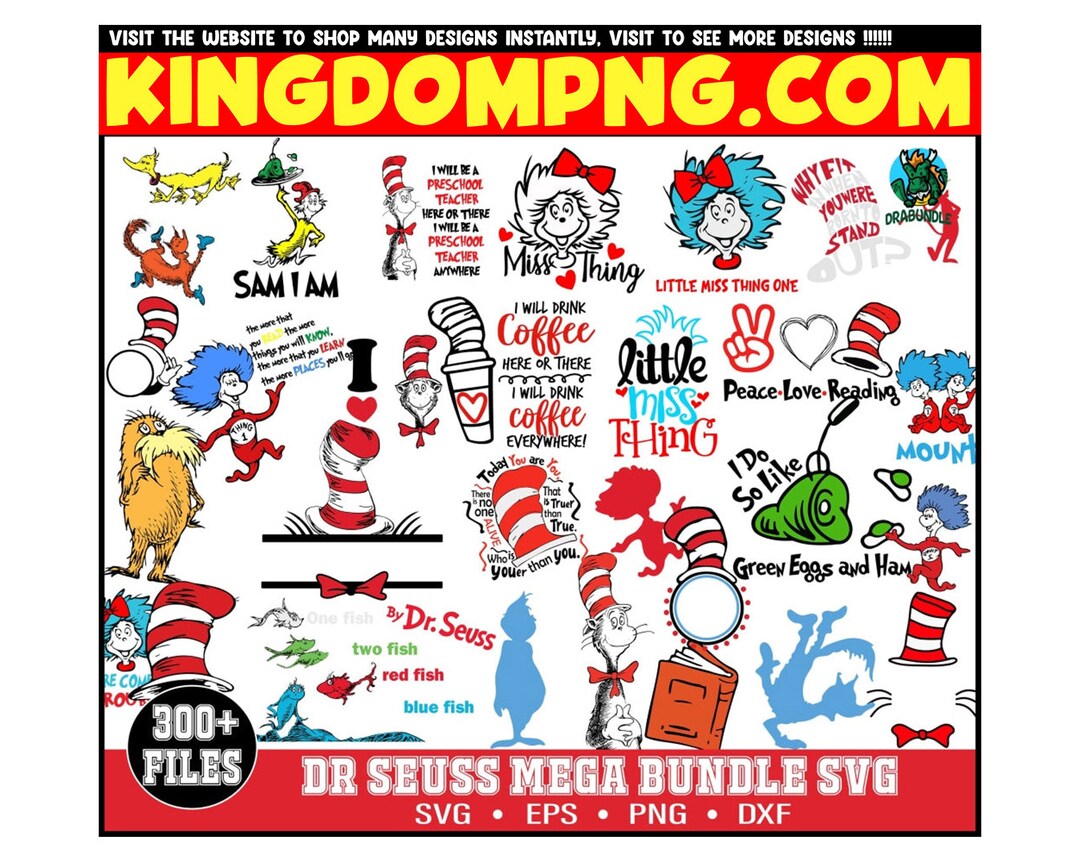 300 Dr Seuss Svg, Mega Bundle, Cat in the Hat SVG, Dr Seuss Hat SVG ...