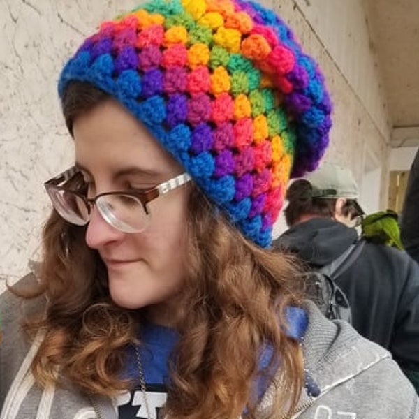 Slouchy Rainbow Swirl Beanie