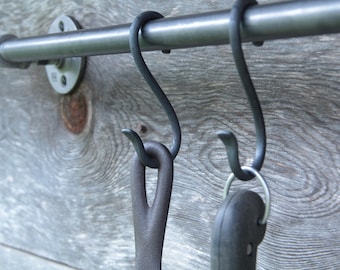 Pot Rack S Hooks: Forged Cast Iron Hanging Hooks | Packs of 10+
