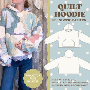 Quilt Hoodie Schnittmuster PDF | Anfängerfreundlich | XS-XL Digital Stickmuster