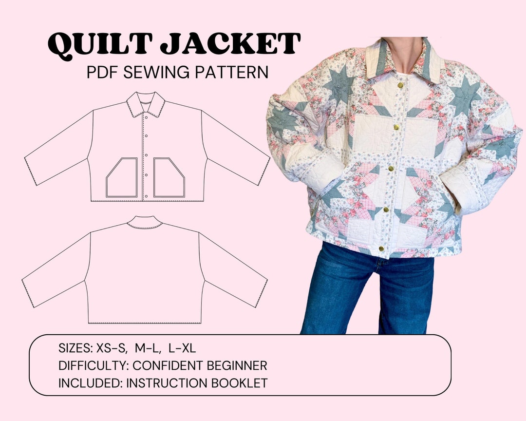 Quilt Jacket PDF Sewing Pattern Beginner Friendly Sizes XS-S, M-L, L-XL ...