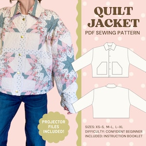 Quilt Jacket Sewing Pattern PDF | Beginner Friendly | XS–XL Digital Pattern