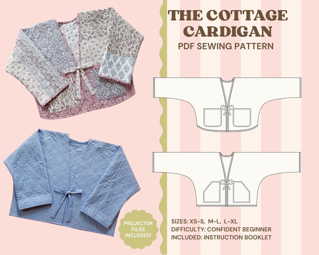 Cottage Cardigan Sewing Pattern PDF | Beginner Friendly | XS–XL Digital ...