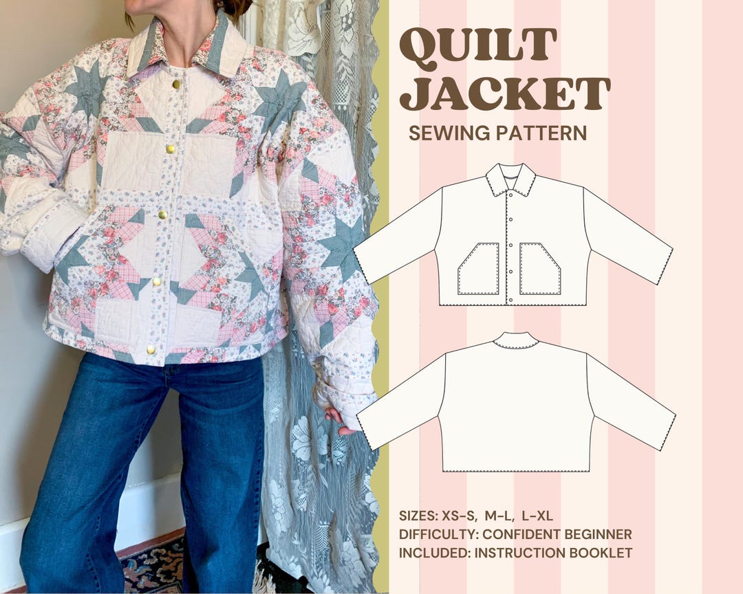 Quilt Jacket PDF Sewing Pattern | Beginner Friendly | Sizes XS-S, M-L ...