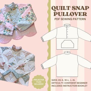 Modello di cucito per pullover trapuntato in PDF / Adatto ai principianti / Modello digitale XS–XL