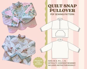 Patrón de costura para jersey acolchado en PDF / Apto para principiantes / Patrón digital para tallas XS a XL