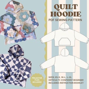 Quilt Hoodie Sewing Pattern PDF | Beginner Friendly | XS–XL Digital Pattern