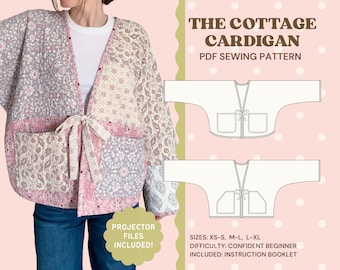 Cottage Cardigan Sewing Pattern PDF | Beginner Friendly | XS–XL Digital Pattern | Quilt Jacket