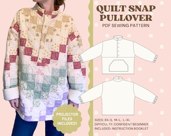Quilt Pullover Sewing Pattern PDF | Beginner Friendly | XS–XL Digital Pattern